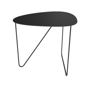 Curve metal and black leather coffee table - LIND DNA