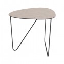 Curve metal and black leather coffee table - LIND DNA