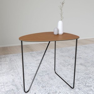 Table Basse Curve métal et cuir Marron - LIND DNA