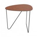 Curve Metal and Brown Leather Coffee Table - LIND DNA