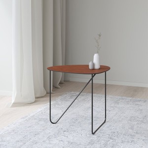 Table Basse Curve métal et cuir cognac - LIND DNA