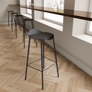 Tabouret Haut 75cm cuir Noir - LIND DNA