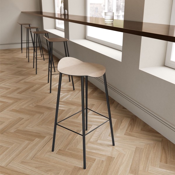 High stool 75cm gray leather - LIND DNA