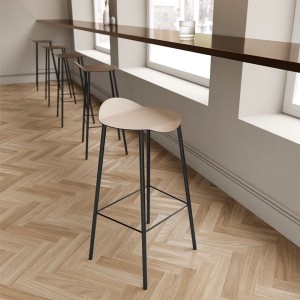 Island stool 65cm gray leather - LIND DNA