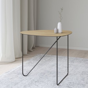 Curve metal and light oak coffee table - LIND DNA