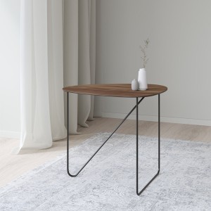 Curve metal and dark oak coffee table - LIND DNA
