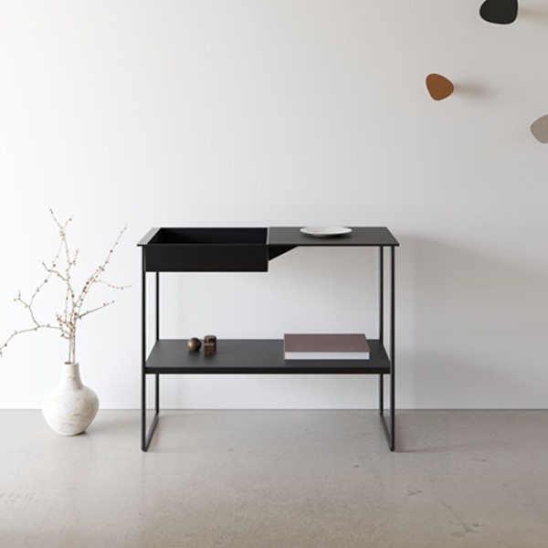 Console steel and black leather - LIDDNA