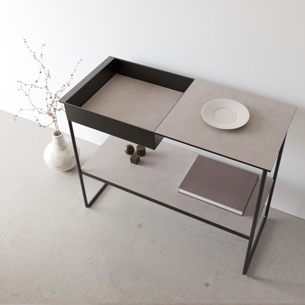 Console steel and gray leather - LIND DNA