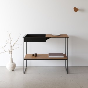 Console steel and brown leather - LIND DNA