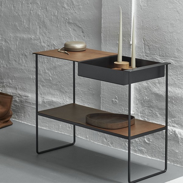 Console steel and brown leather - LIND DNA