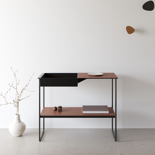 Console steel and cognac leather - LIND DNA