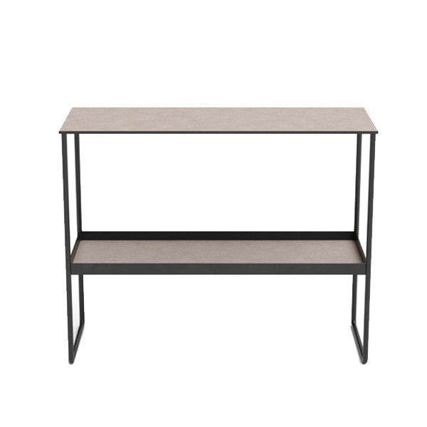Console table in metal and gray leather - LIND DNA