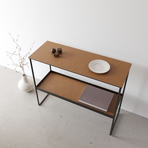 Brown metal and leather console - LIND DNA