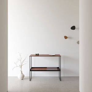 Cognac metal and leather console - LIND DNA