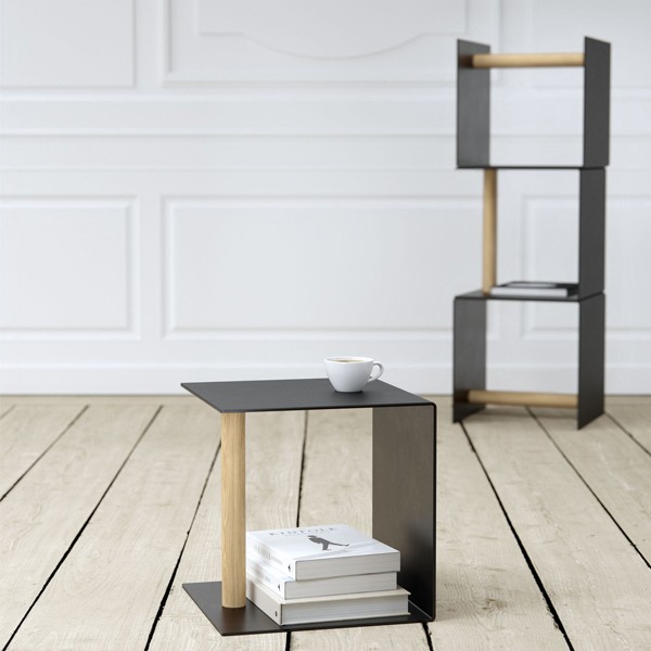 Multi-purpose cube table Black leather - LIND DNA