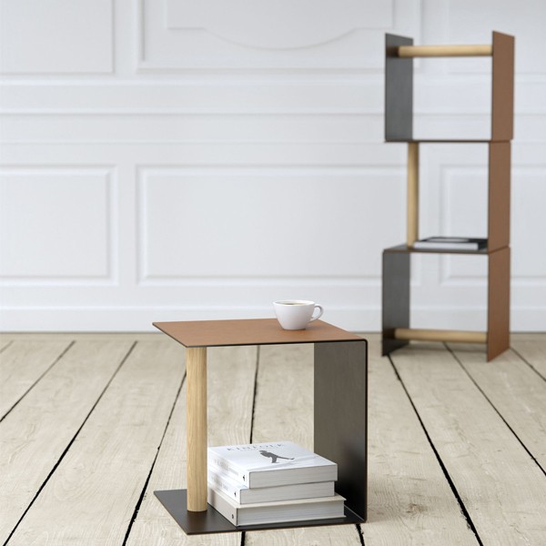 Multi-purpose cube table Brown leather - LIND DNA