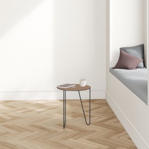 Round reversible metal and leather table - LIND DNA