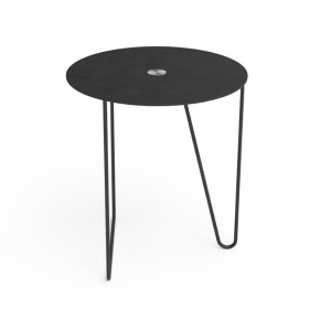 Round reversible metal and leather table - LIND DNA