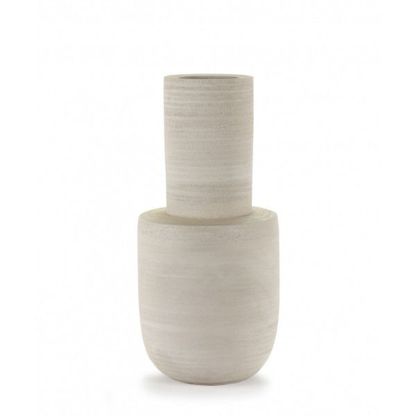 Grand Vase Volumes en grès du designer Piet Boon pour Serax - haut - couleur beige