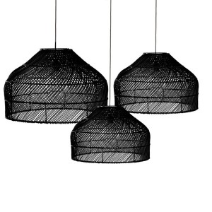 Abat-jour Ikal Rotin noir Set de 3 - Original Home