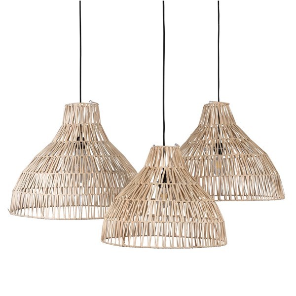 Set of three braided natural and organic rattan suspensions by Original Home