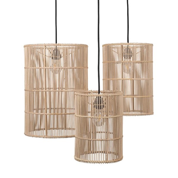 Abat-jour Tube haut Rotin naturel Set de 3 - Original Home