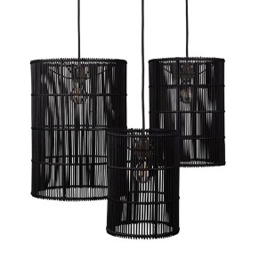 Abat-jour Tube haut Rotin noir Set de 3 - Original Home