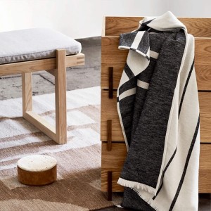 Tapis en laine Kelim marron Bleuté - Kristina Dam