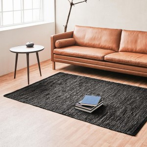 Tapis Cuir recyclé noir 65x135 - Rug Solid