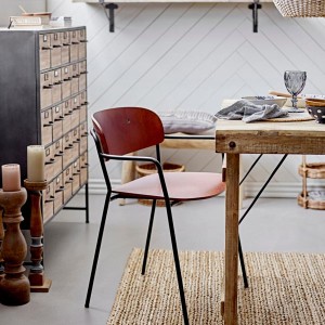 Chaise Piter métal et assise Marron X2 - Créative Collection