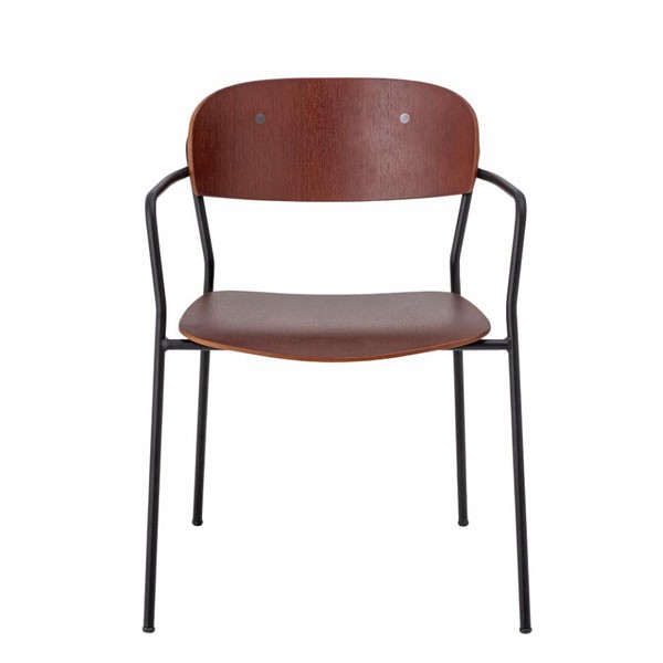 Chaise Piter métal et assise Marron X2 - Créative Collection