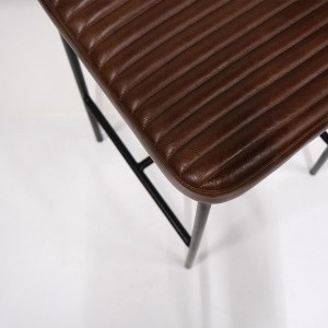 Metal and leather stool X2 - Trademark Living