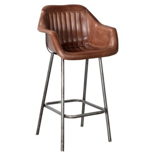 Tabouret de bar Icon en cuir avec accoudoir - Trademark Living